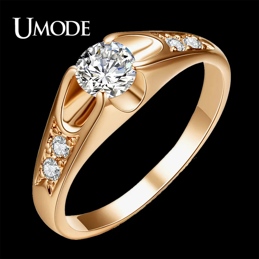 UMODE Rose Gold Color Mounting anel feminino aneis bijoux 0.5 ct Zirconia Engagement Jewelry Rings JR0064A UMODE Rose Gold Color Mounting anel feminino aneis bijoux 0.5 ct Zirconia Engagement Jewelry Rings JR0064A